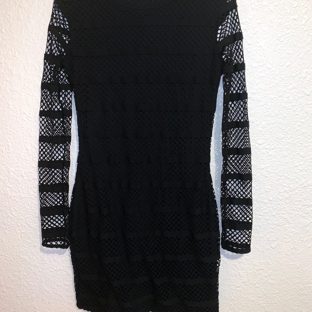Black mesh mini dress